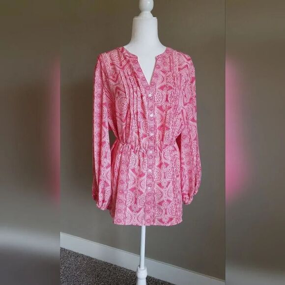 Terra & Sky blouse Size 1X Pink/Coral - Picture 1 of 8